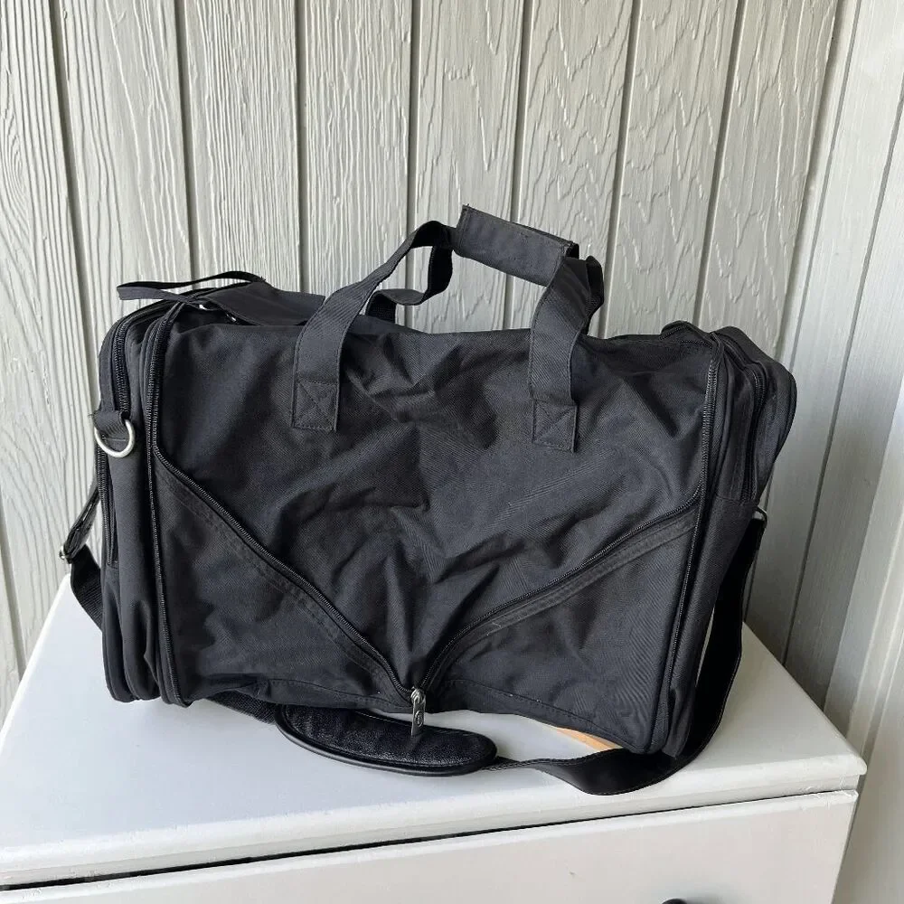 Land Rover Black Collapsible Duffel Tote Travel Bag with Shoulder Strap